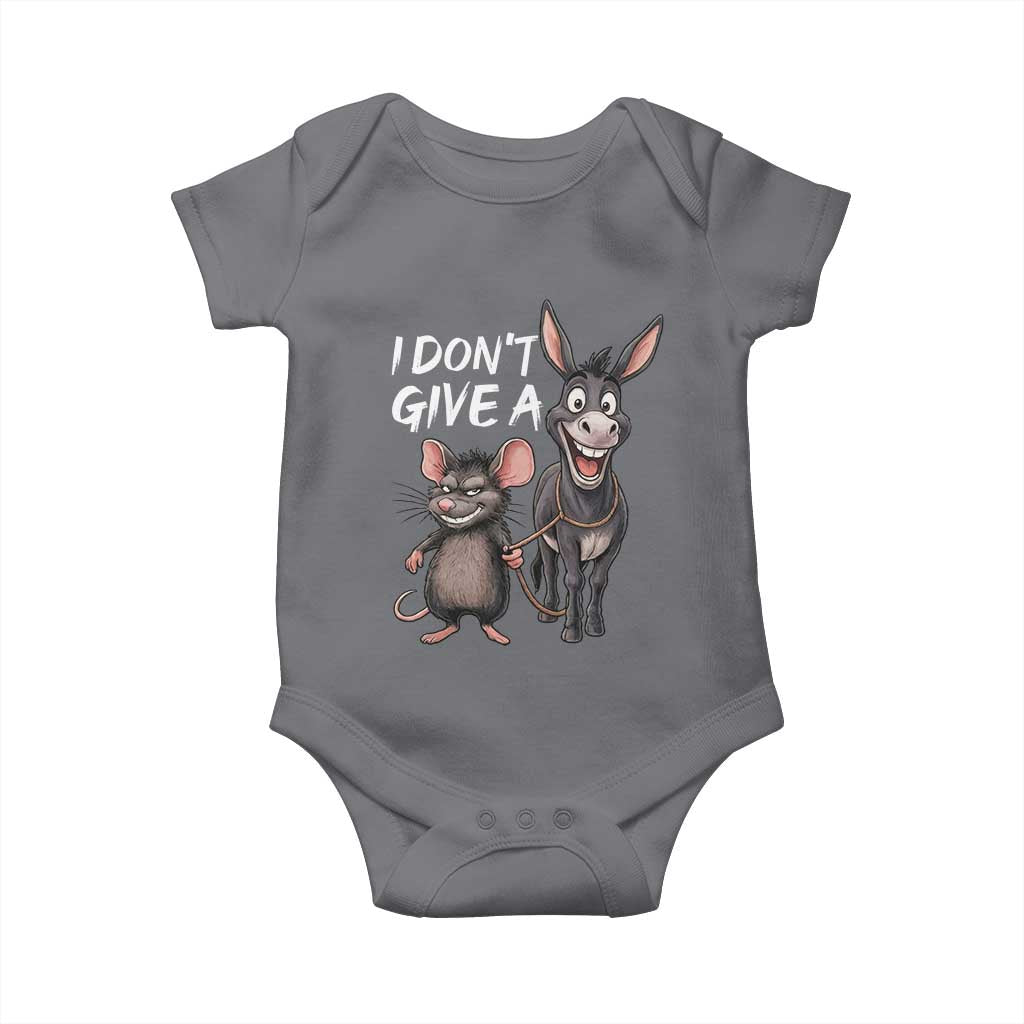 Funny I Dont Give a Rats Ass Baby Onesie Donkey And Mouse Meme TS11 Charcoal Print Your Wear