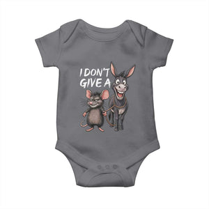 Funny I Dont Give a Rats Ass Baby Onesie Donkey And Mouse Meme TS11 Charcoal Print Your Wear