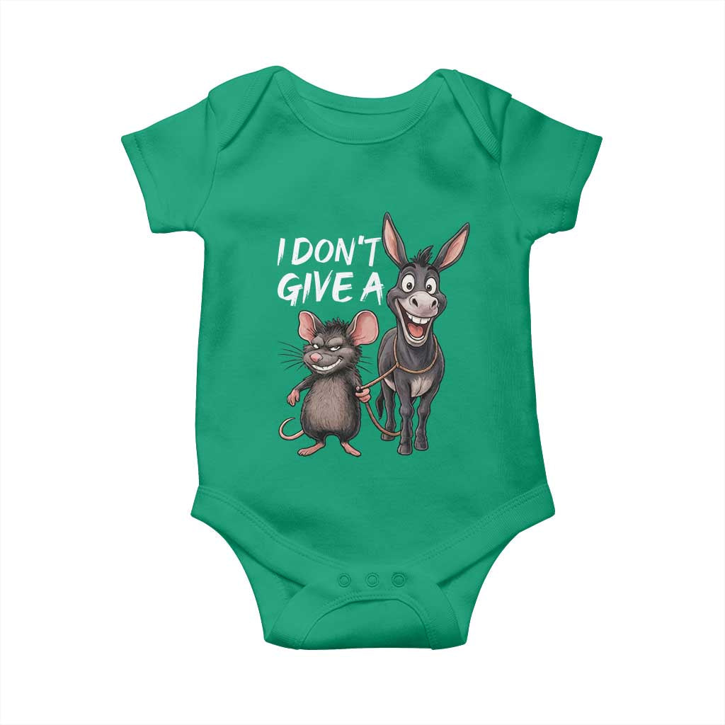 Funny I Dont Give a Rats Ass Baby Onesie Donkey And Mouse Meme TS11 Irish Green Print Your Wear