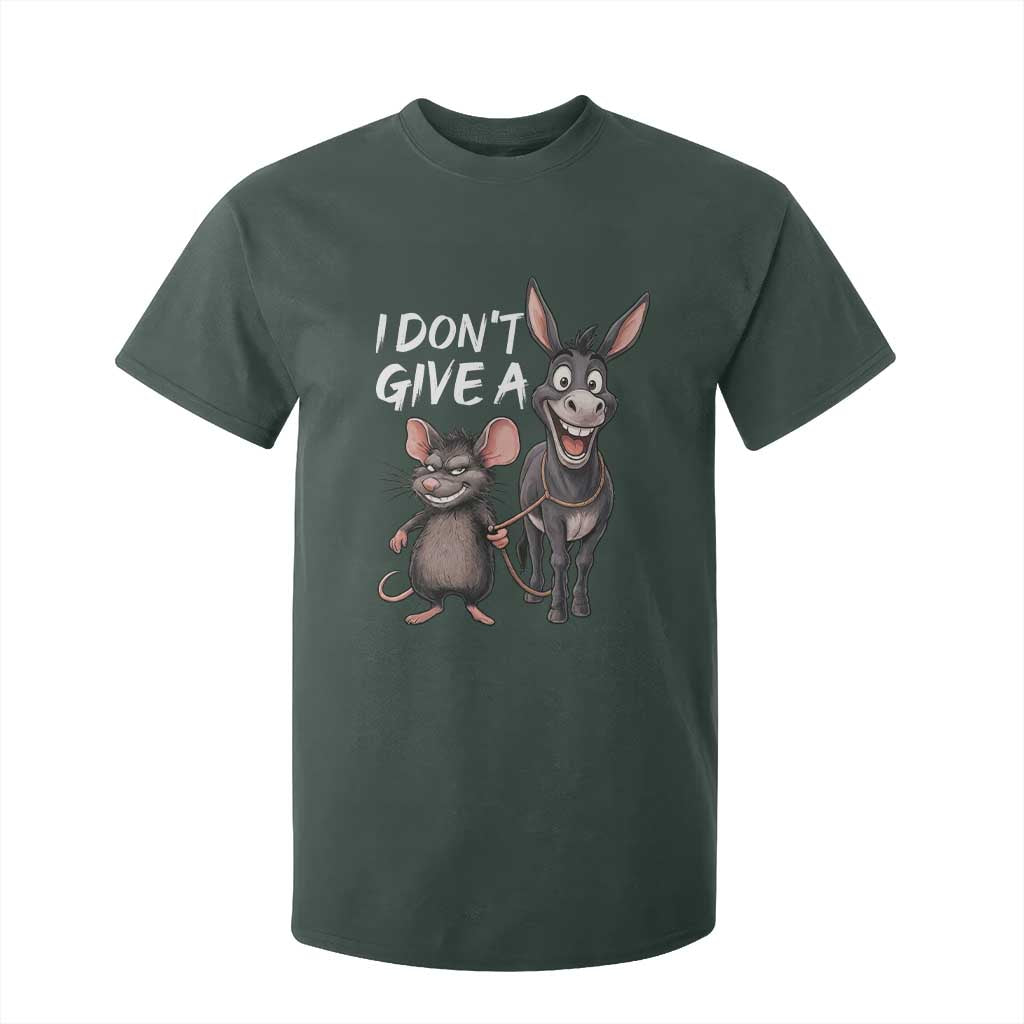 Funny I Dont Give a Rats Ass T Shirt For Kid Donkey And Mouse Meme TS11 Dark Forest Green Print Your Wear