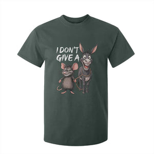 Funny I Dont Give a Rats Ass T Shirt For Kid Donkey And Mouse Meme TS11 Dark Forest Green Print Your Wear