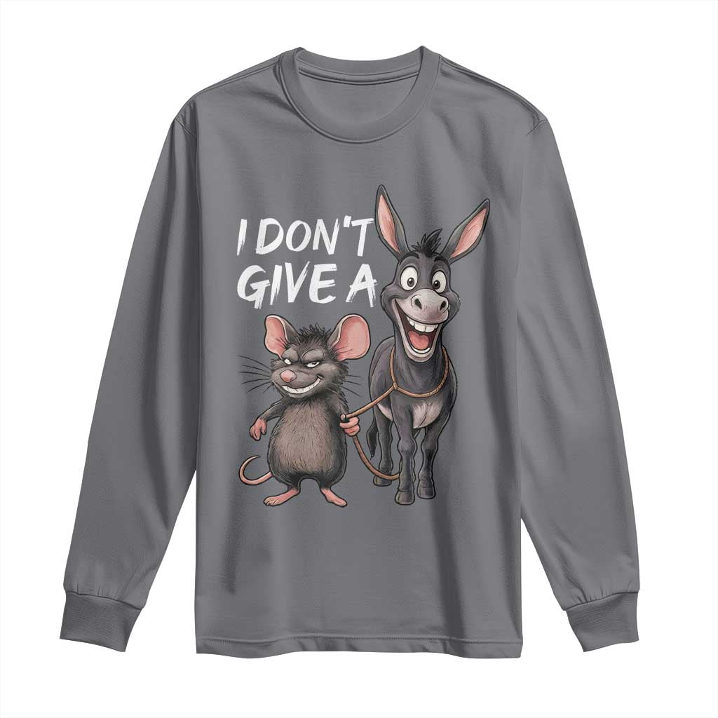 Funny I Dont Give a Rats Ass Long Sleeve Shirt Donkey And Mouse Meme TS11 Charcoal Print Your Wear