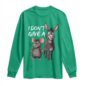 Funny I Dont Give a Rats Ass Long Sleeve Shirt Donkey And Mouse Meme TS11 Irish Green Print Your Wear