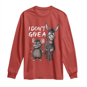 Funny I Dont Give a Rats Ass Long Sleeve Shirt Donkey And Mouse Meme TS11 Red Print Your Wear