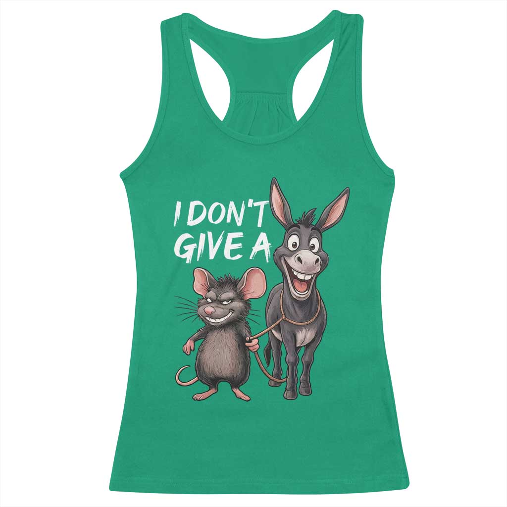 Funny I Dont Give a Rats Ass Racerback Tank Top Donkey And Mouse Meme TS11 Irish Green Print Your Wear