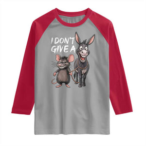 Funny I Dont Give a Rats Ass Raglan Shirt Donkey And Mouse Meme TS11 Sport Gray Red Print Your Wear