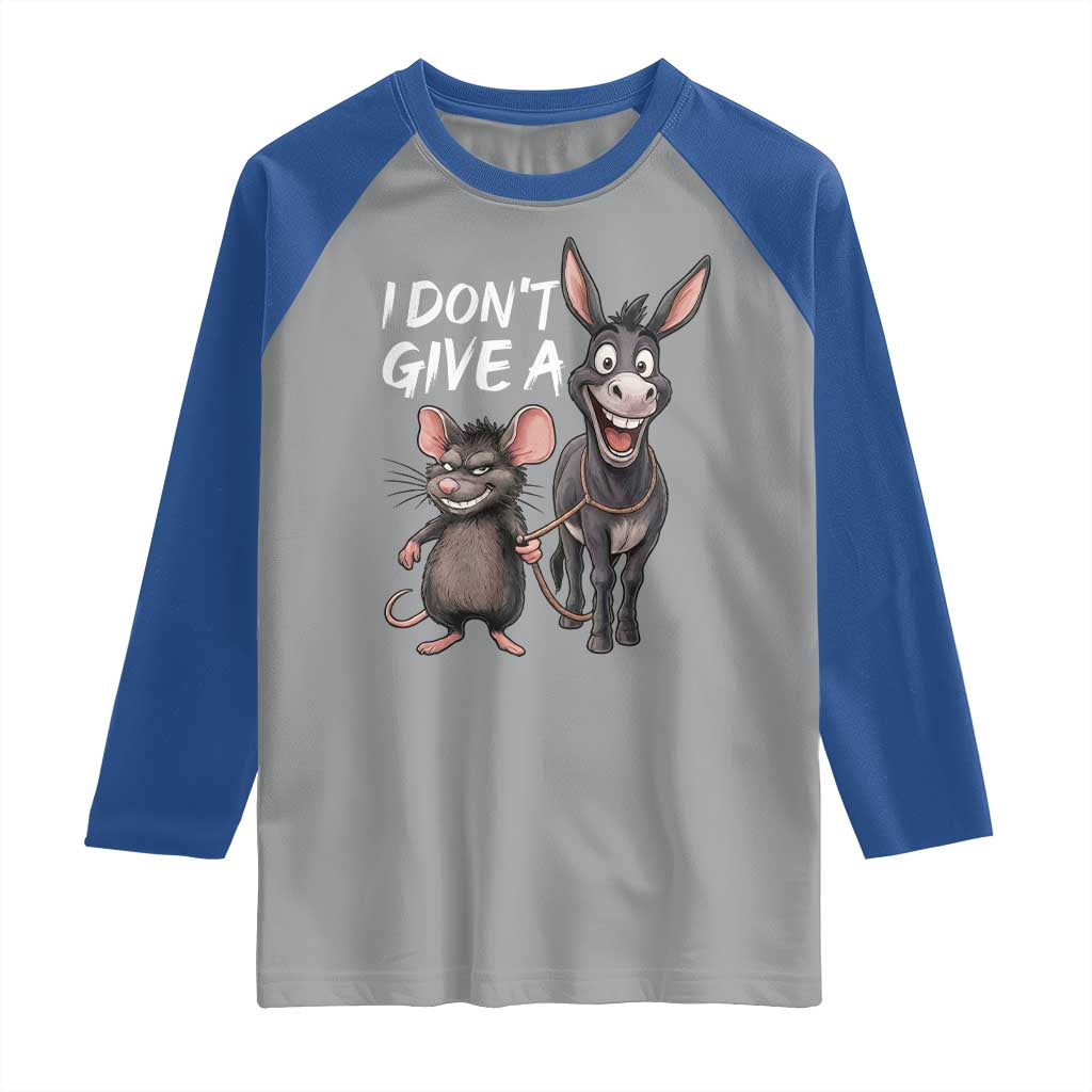Funny I Dont Give a Rats Ass Raglan Shirt Donkey And Mouse Meme TS11 Sport Gray Royal Print Your Wear