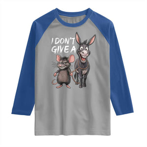 Funny I Dont Give a Rats Ass Raglan Shirt Donkey And Mouse Meme TS11 Sport Gray Royal Print Your Wear