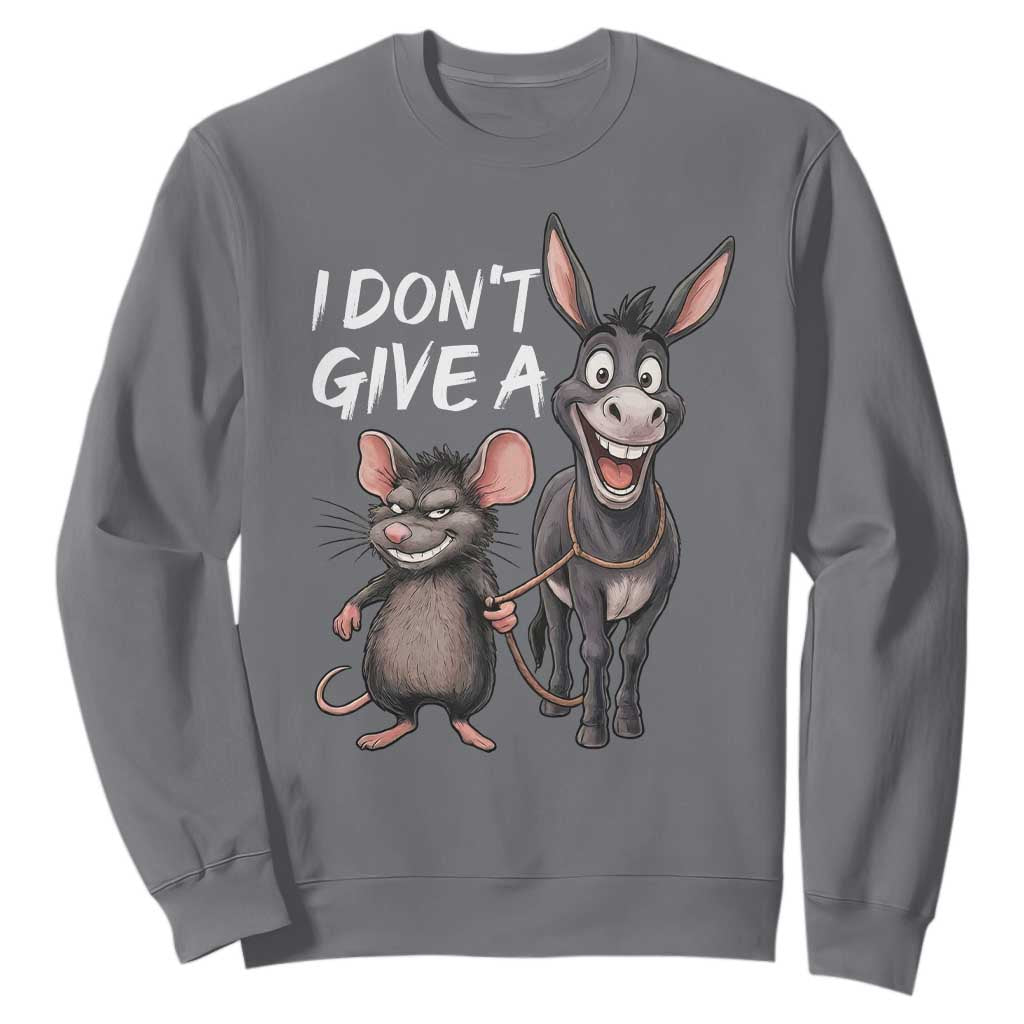 Funny I Dont Give a Rats Ass Sweatshirt Donkey And Mouse Meme TS11 Charcoal Print Your Wear