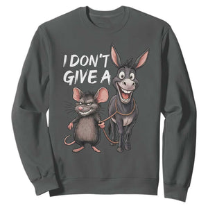Funny I Dont Give a Rats Ass Sweatshirt Donkey And Mouse Meme TS11 Dark Heather Print Your Wear