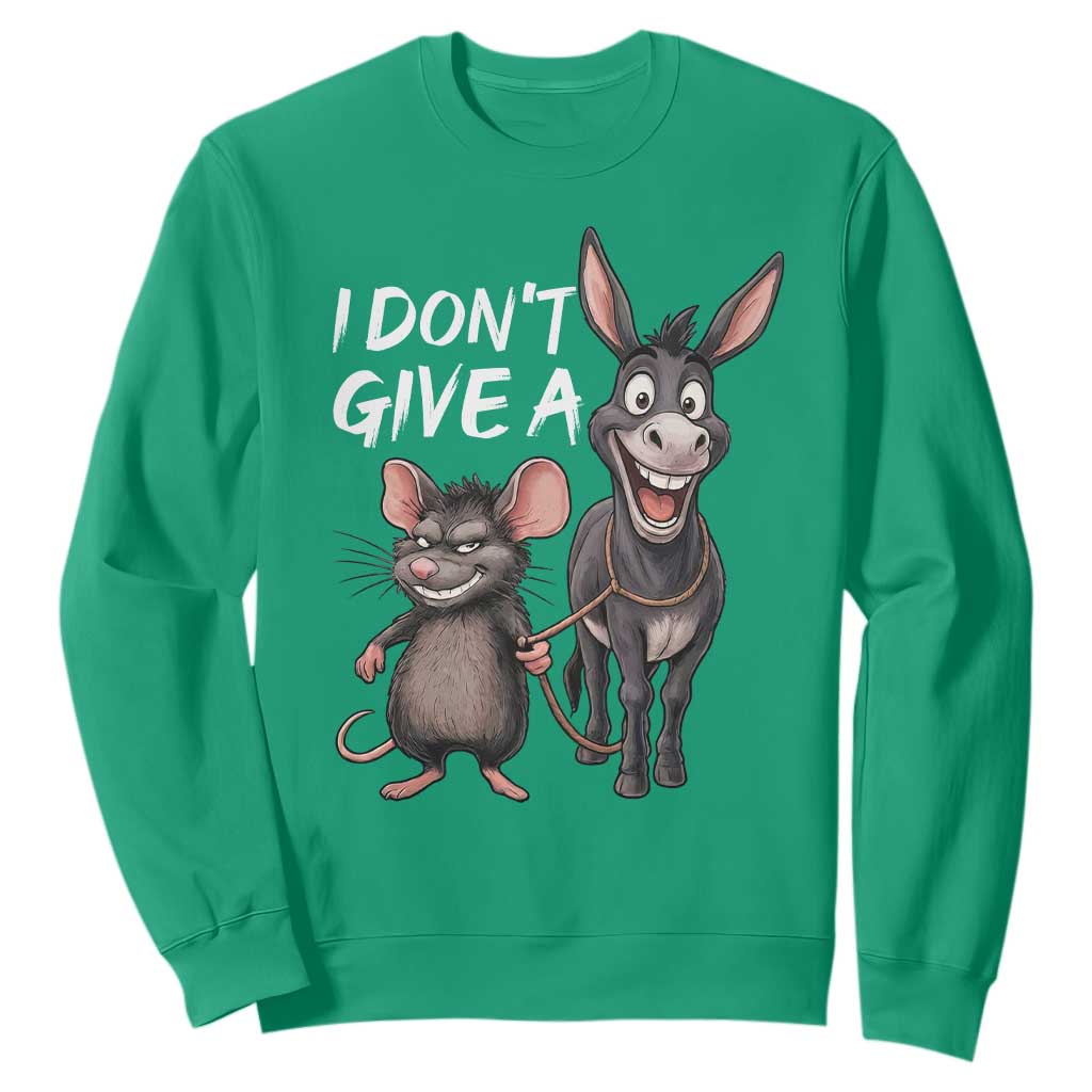 Funny I Dont Give a Rats Ass Sweatshirt Donkey And Mouse Meme TS11 Irish Green Print Your Wear