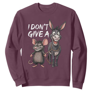 Funny I Dont Give a Rats Ass Sweatshirt Donkey And Mouse Meme TS11 Maroon Print Your Wear