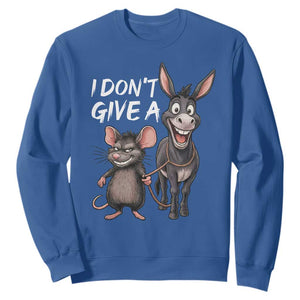Funny I Dont Give a Rats Ass Sweatshirt Donkey And Mouse Meme TS11 Royal Blue Print Your Wear