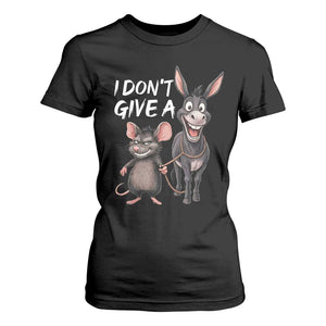 Funny I Dont Give a Rats Ass T Shirt For Women Donkey And Mouse Meme TS11 Black Print Your Wear