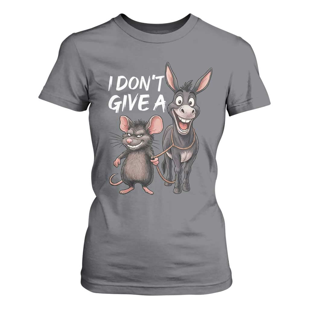 Funny I Dont Give a Rats Ass T Shirt For Women Donkey And Mouse Meme TS11 Charcoal Print Your Wear
