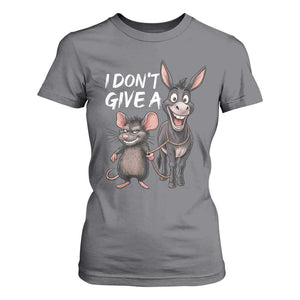 Funny I Dont Give a Rats Ass T Shirt For Women Donkey And Mouse Meme TS11 Charcoal Print Your Wear