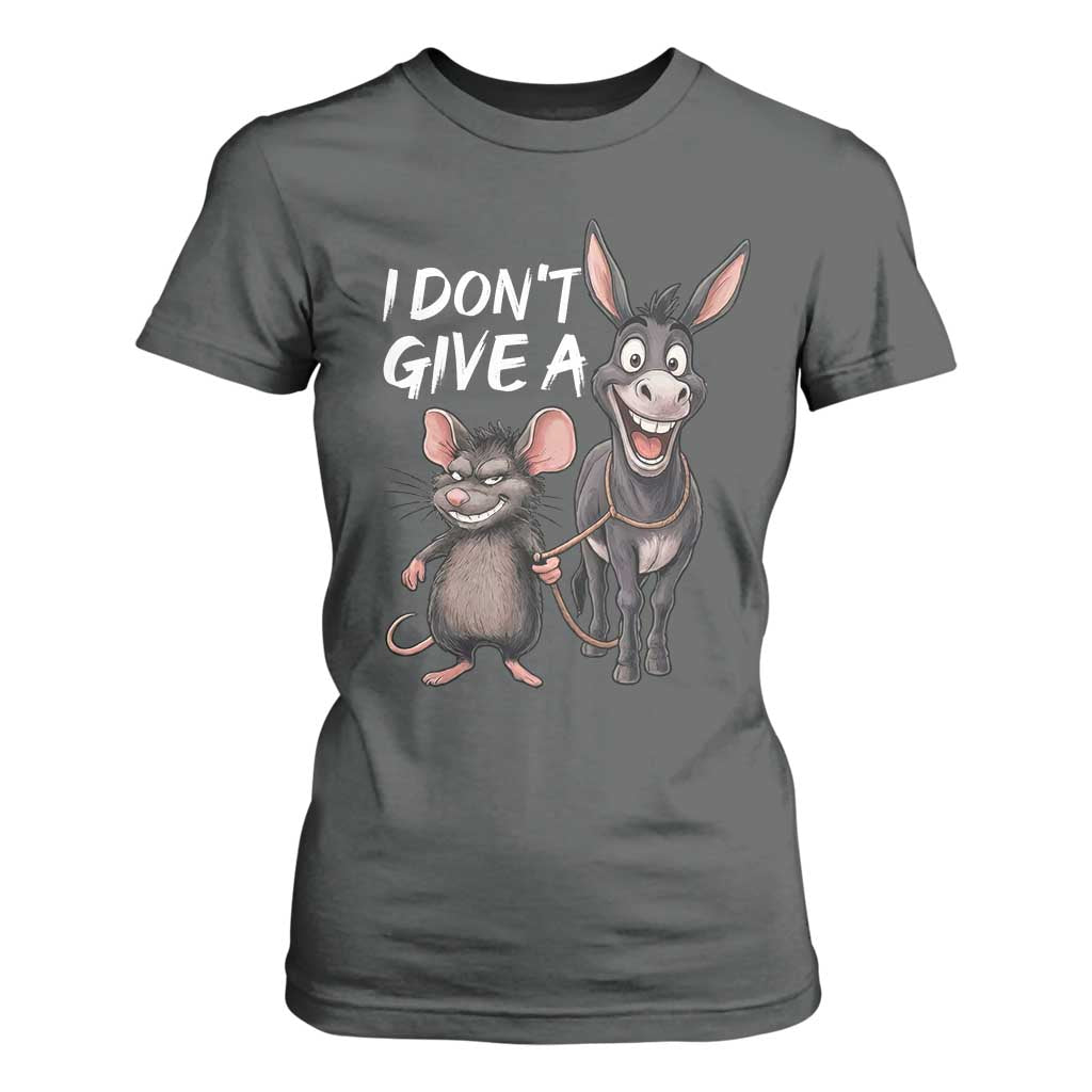 Funny I Dont Give a Rats Ass T Shirt For Women Donkey And Mouse Meme TS11 Dark Heather Print Your Wear