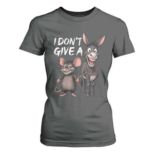 Funny I Dont Give a Rats Ass T Shirt For Women Donkey And Mouse Meme TS11 Dark Heather Print Your Wear