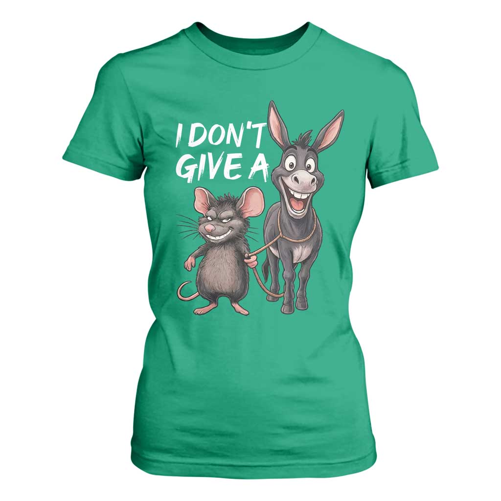 Funny I Dont Give a Rats Ass T Shirt For Women Donkey And Mouse Meme TS11 Irish Green Print Your Wear
