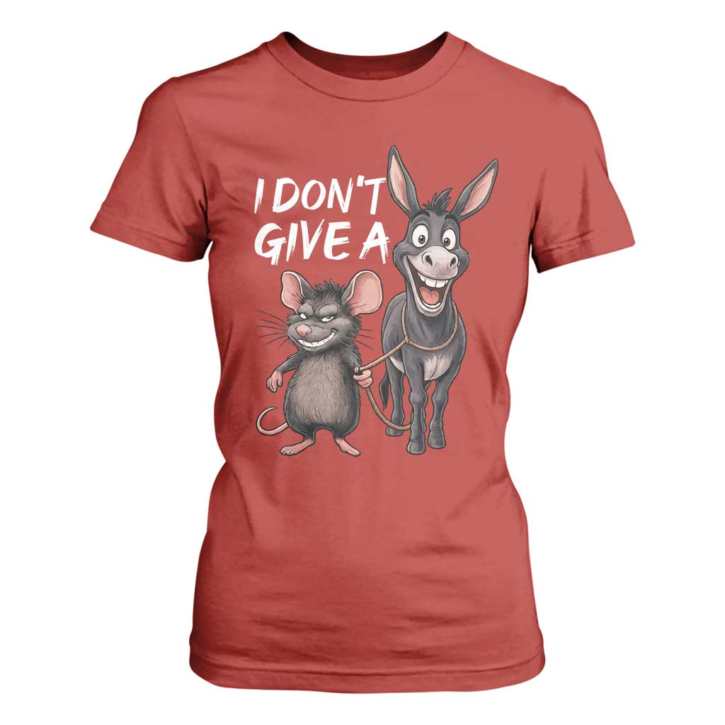 Funny I Dont Give a Rats Ass T Shirt For Women Donkey And Mouse Meme TS11 Red Print Your Wear