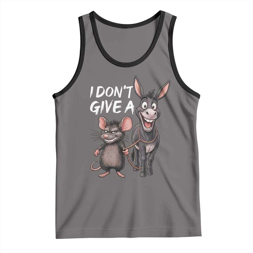 Funny I Dont Give a Rats Ass Tank Top Donkey And Mouse Meme TS11 Deep Heather Black Print Your Wear