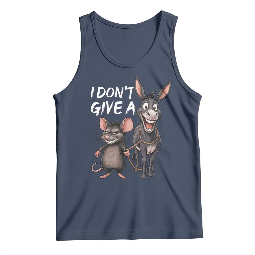 Funny I Dont Give a Rats Ass Tank Top Donkey And Mouse Meme TS11 Navy Print Your Wear