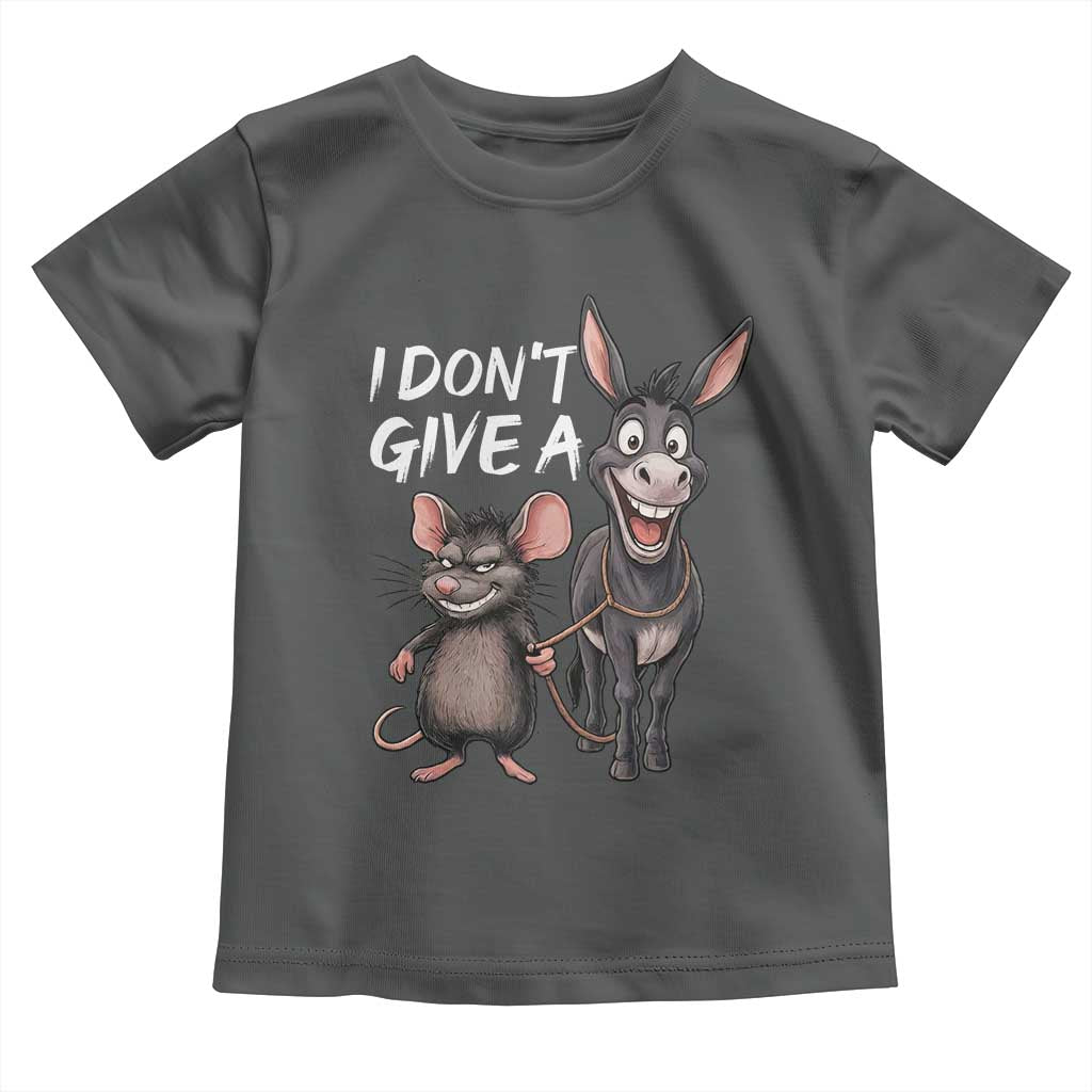 Funny I Dont Give a Rats Ass Toddler T Shirt Donkey And Mouse Meme TS11 Dark Heather Print Your Wear