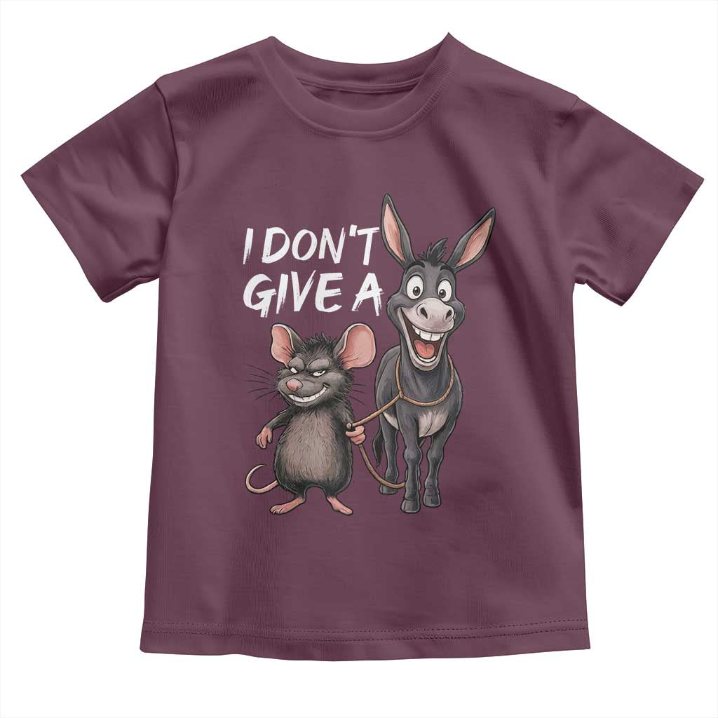 Funny I Dont Give a Rats Ass Toddler T Shirt Donkey And Mouse Meme TS11 Maroon Print Your Wear