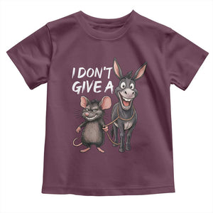Funny I Dont Give a Rats Ass Toddler T Shirt Donkey And Mouse Meme TS11 Maroon Print Your Wear