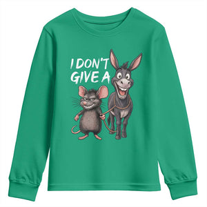 Funny I Dont Give a Rats Ass Youth Sweatshirt Donkey And Mouse Meme TS11 Irish Green Print Your Wear