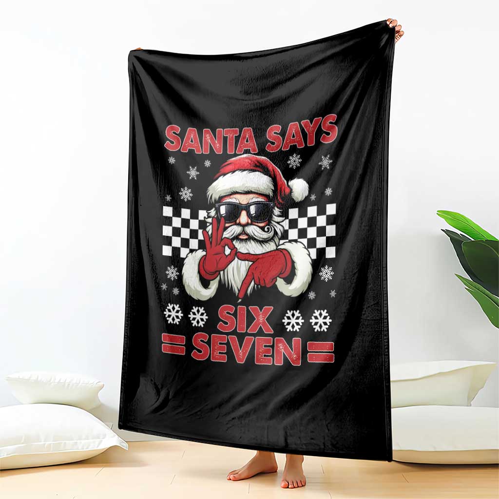 67 Christmas Throw Blanket Funny Santa Says Six Seven Meme Gen Alpha Slang TS11 Print Your Wear