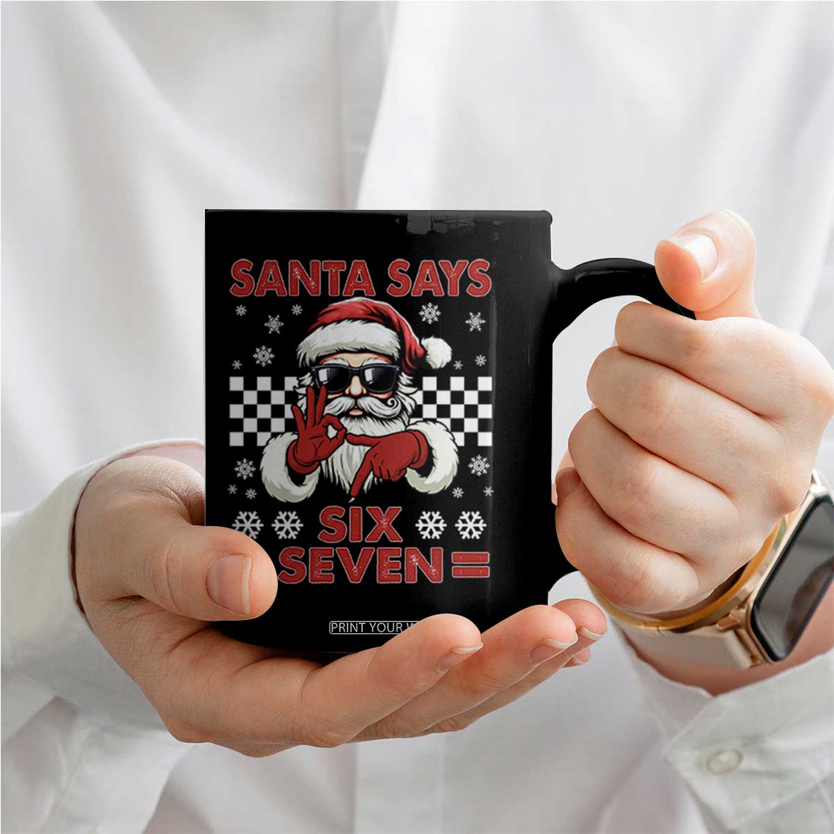 67 Christmas Coffee Mug Funny Santa Says Six Seven Meme Gen Alpha Slang TS11 Print Your Wear