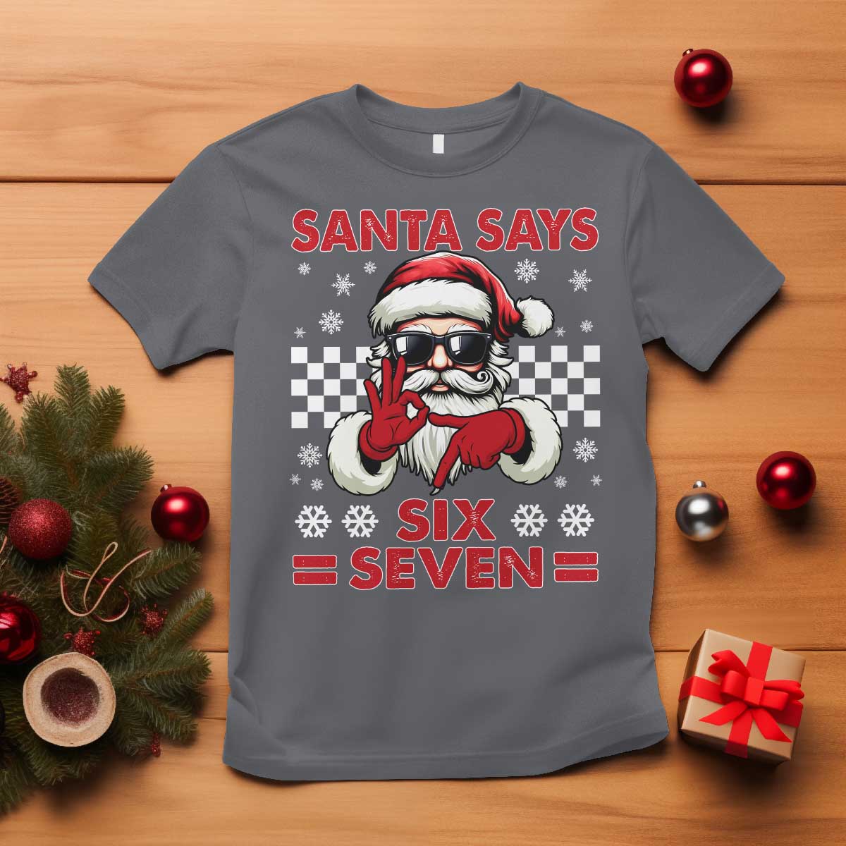 67 Christmas T Shirt Funny Santa Says Six Seven Meme Gen Alpha Slang TS11 Charcoal Print Your Wear