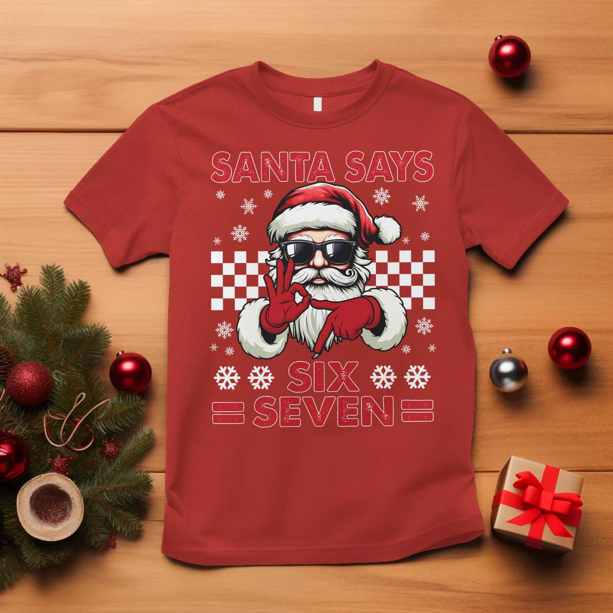 67 Christmas T Shirt Funny Santa Says Six Seven Meme Gen Alpha Slang TS11 Red Print Your Wear