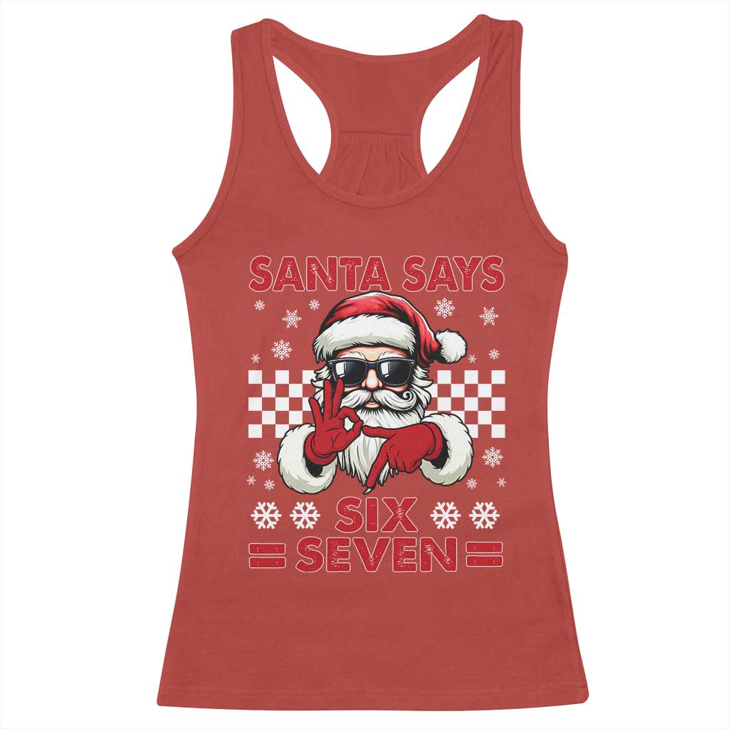 67 Christmas Racerback Tank Top Funny Santa Says Six Seven Meme Gen Alpha Slang TS11 Red Print Your Wear
