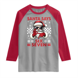 67 Christmas Raglan Shirt Funny Santa Says Six Seven Meme Gen Alpha Slang TS11 Sport Gray Red Print Your Wear