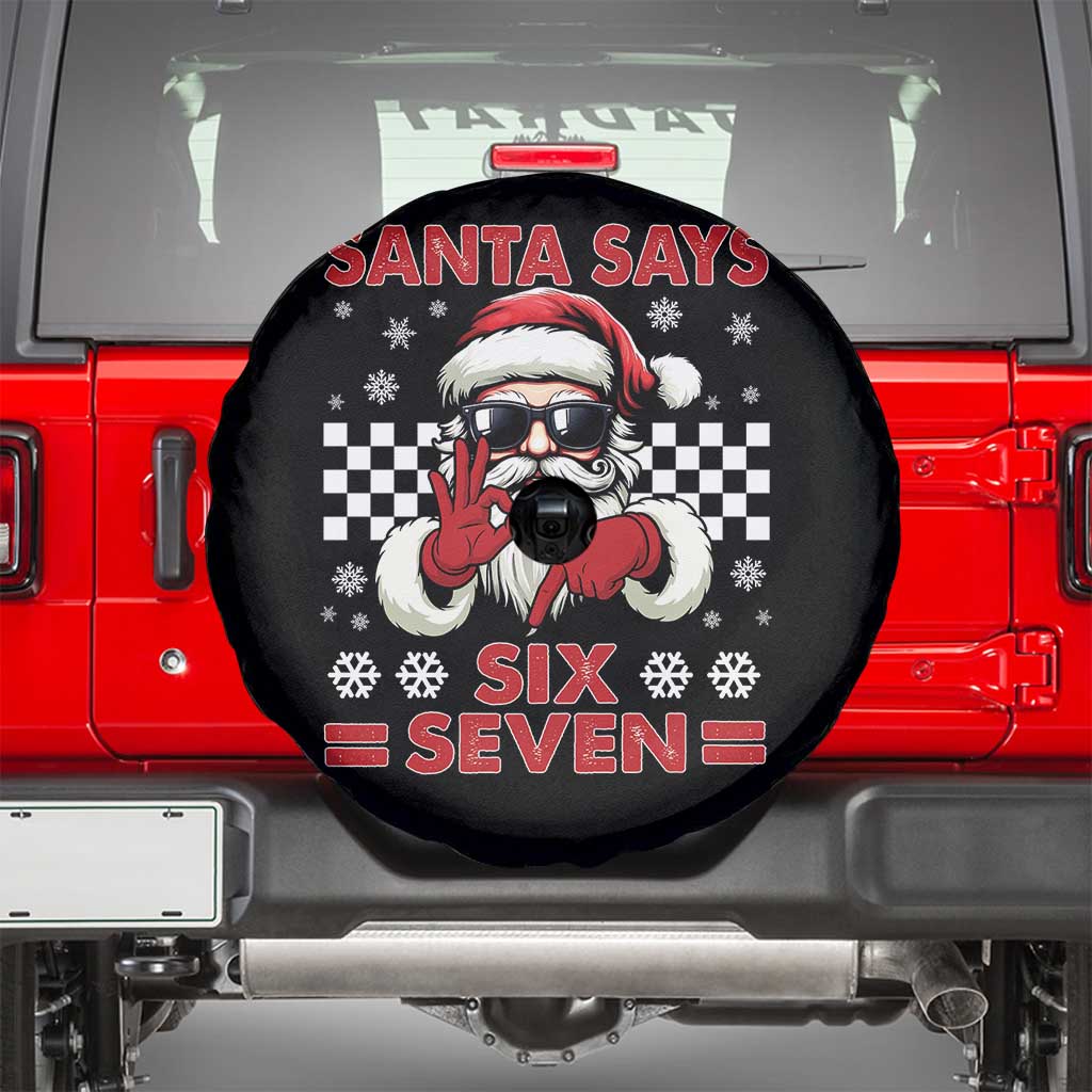 67 Christmas Spare Tire Cover Funny Santa Says Six Seven Meme Gen Alpha Slang TS11 Black Print Your Wear