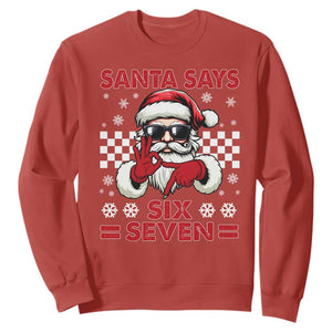 67 Christmas Sweatshirt Funny Santa Says Six Seven Meme Gen Alpha Slang TS11 Red Print Your Wear
