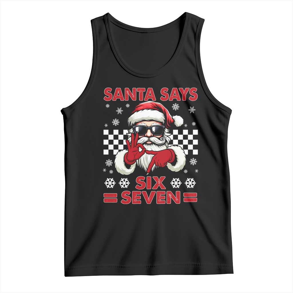 67 Christmas Tank Top Funny Santa Says Six Seven Meme Gen Alpha Slang TS11 Black Print Your Wear