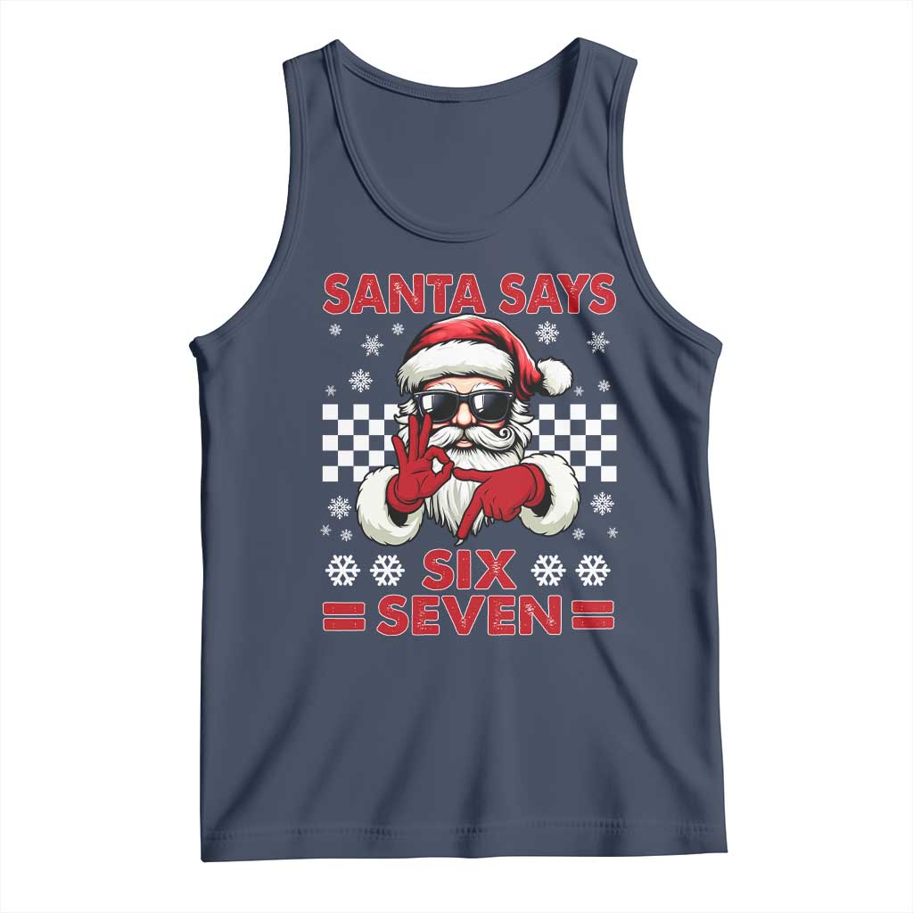 67 Christmas Tank Top Funny Santa Says Six Seven Meme Gen Alpha Slang TS11 Navy Print Your Wear