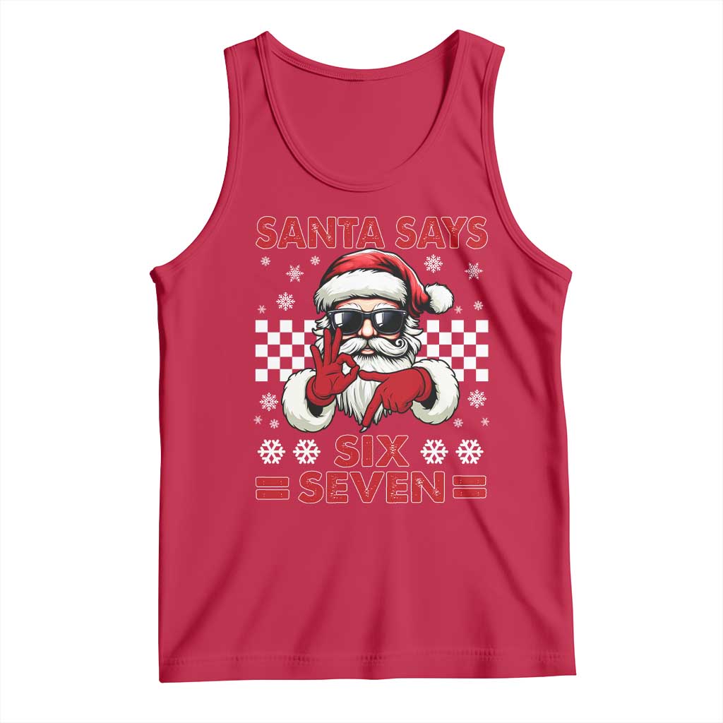 67 Christmas Tank Top Funny Santa Says Six Seven Meme Gen Alpha Slang TS11 Red Print Your Wear