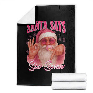Funny Pink Santa Says Six Seven Throw Blanket 67 Christmas Meme Gen Alpha TS11 Black Print Your Wear