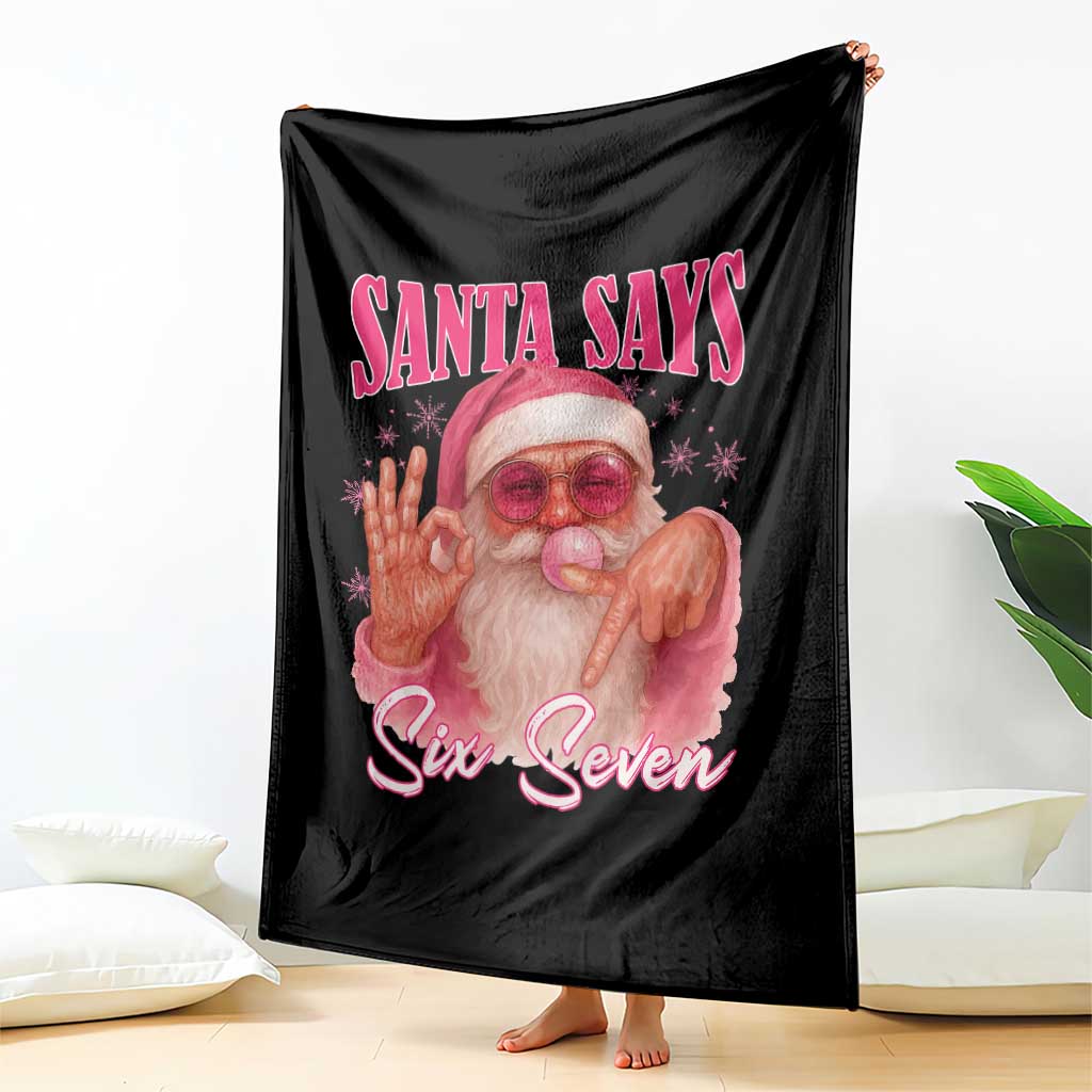 Funny Pink Santa Says Six Seven Throw Blanket 67 Christmas Meme Gen Alpha TS11 Print Your Wear