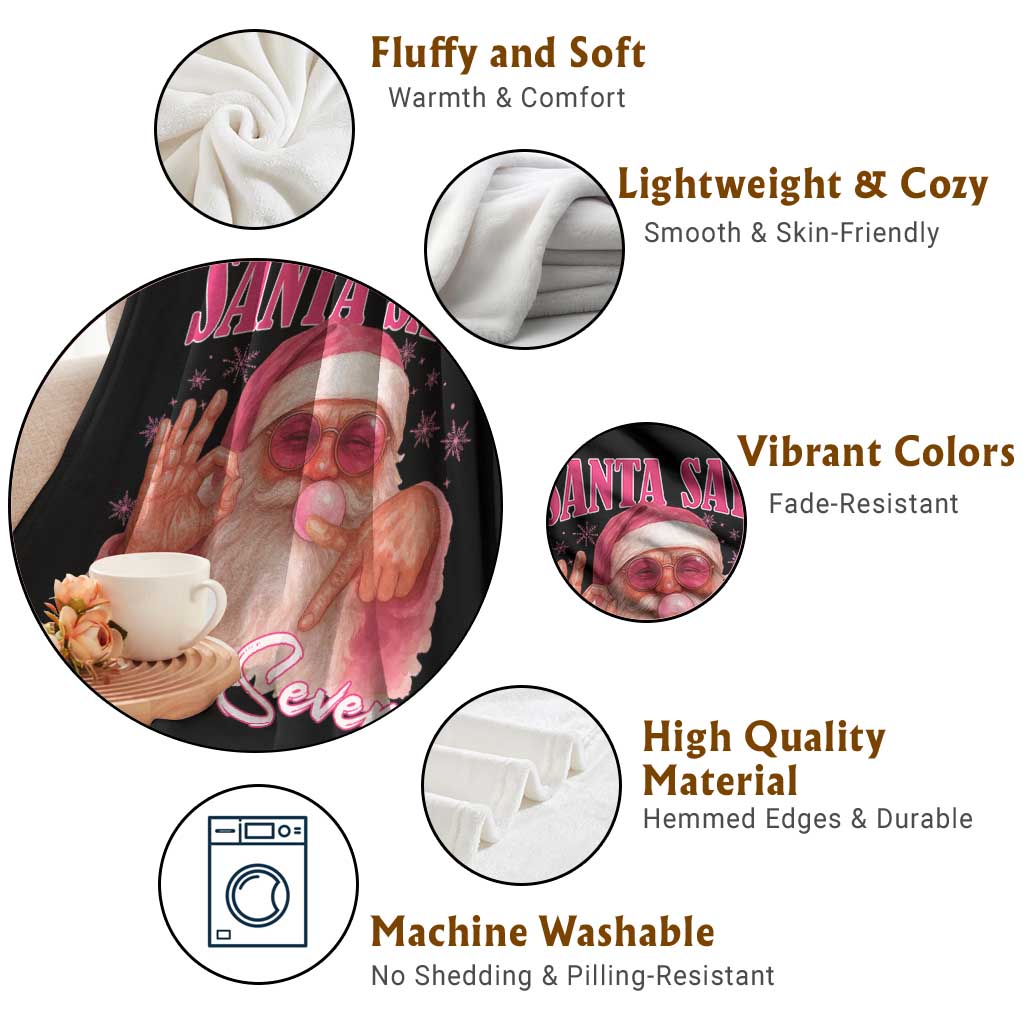 Funny Pink Santa Says Six Seven Throw Blanket 67 Christmas Meme Gen Alpha TS11 Print Your Wear