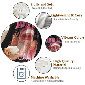 Funny Pink Santa Says Six Seven Throw Blanket 67 Christmas Meme Gen Alpha TS11 Print Your Wear