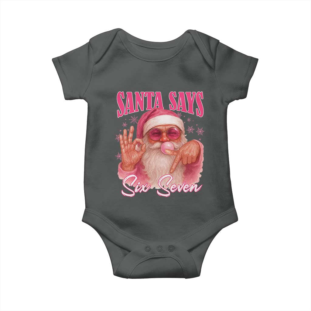 Funny Pink Santa Says Six Seven Baby Onesie 67 Christmas Meme Gen Alpha TS11 Dark Heather Print Your Wear