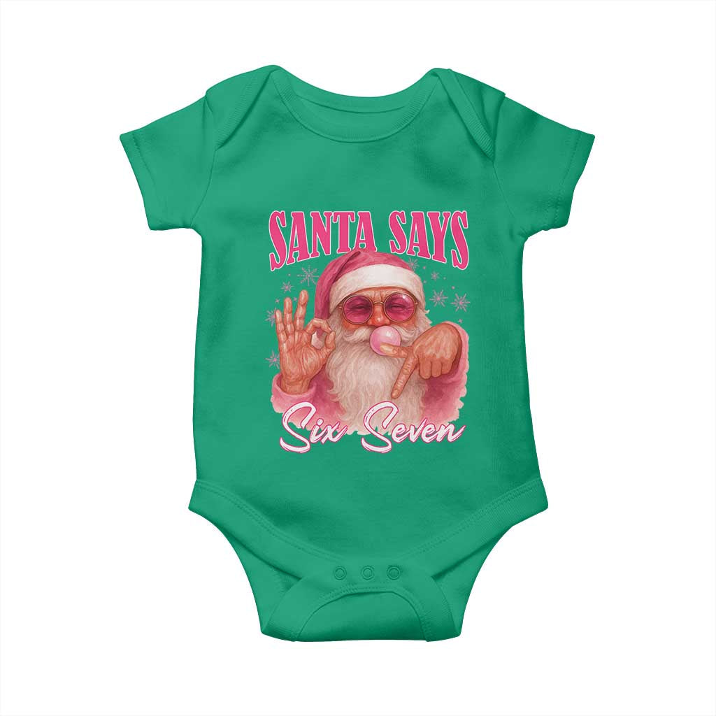 Funny Pink Santa Says Six Seven Baby Onesie 67 Christmas Meme Gen Alpha TS11 Irish Green Print Your Wear