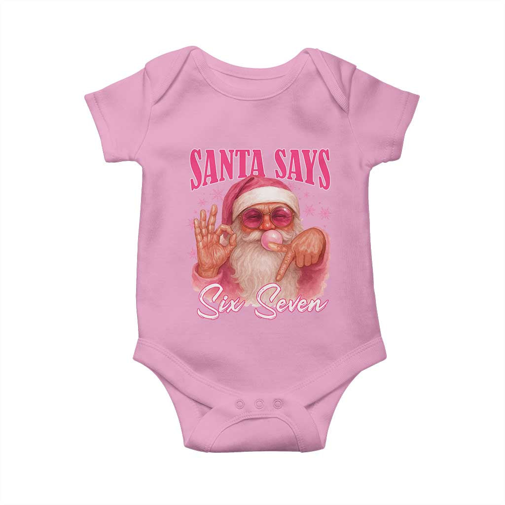 Funny Pink Santa Says Six Seven Baby Onesie 67 Christmas Meme Gen Alpha TS11 Light Pink Print Your Wear