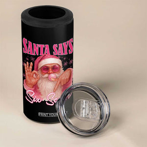 Funny Pink Santa Says Six Seven 4 in 1 Can Cooler Tumbler 67 Christmas Meme Gen Alpha TS11 Print Your Wear