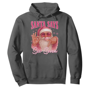 Funny Pink Santa Says Six Seven Hoodie 67 Christmas Meme Gen Alpha TS11 Dark Heather Print Your Wear
